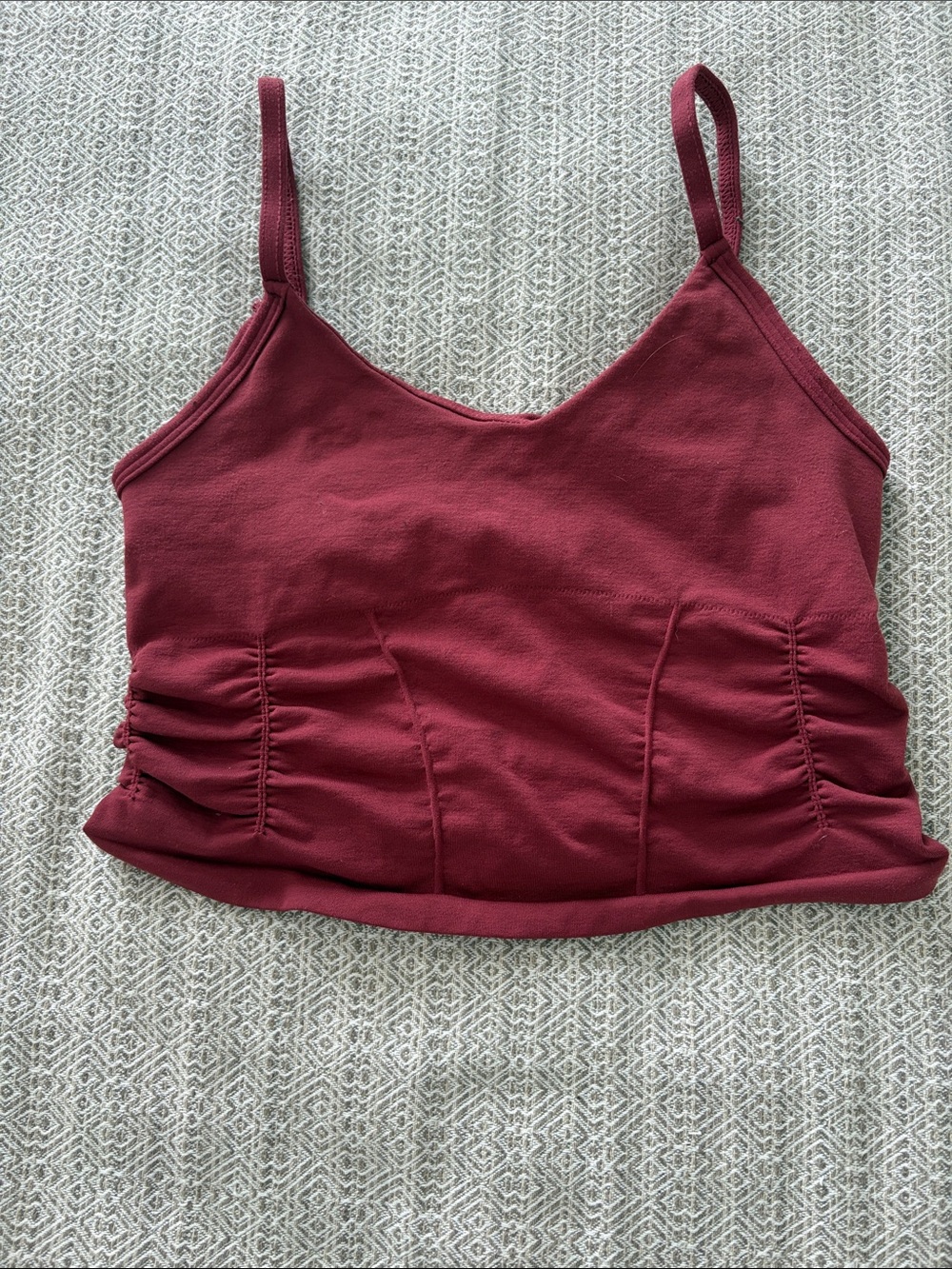 FP Movement by Free People Burgundy Ruched Crop Cami